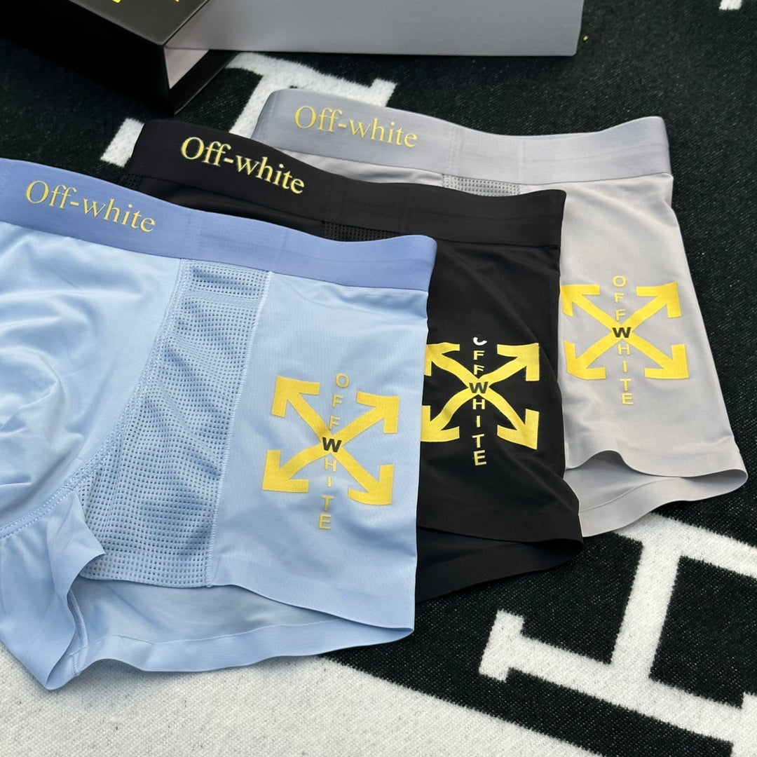 Off-White Cotton Men's Boxer Briefs - 3-Piece Box