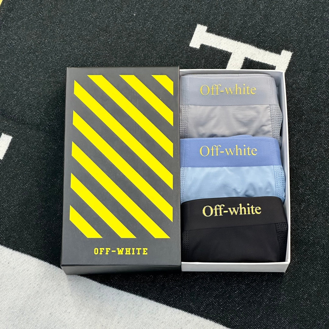 Off-White Visible Colour, Waistband And Emblem Details Men's Boxer Briefs - 3-Piece Box
