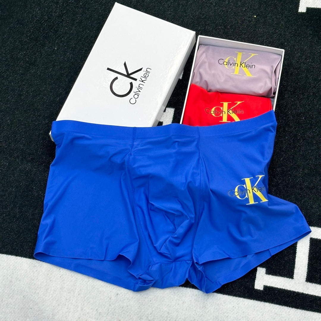 Calvin Klein Goat-milk silk Gold-Tone Monogram Details Men's Boxer Briefs - 3-Piece Box