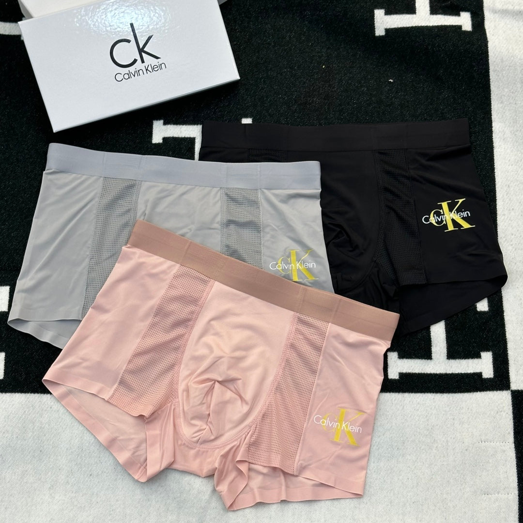 Calvin Klein Yellow Logo Details Men's Boxer Briefs - 3-Piece Box