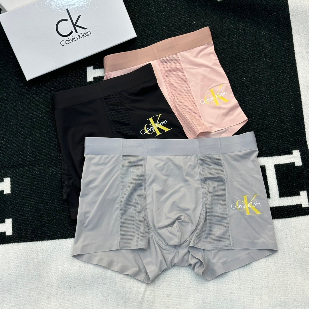 Calvin Klein Yellow Logo Details Men's Boxer Briefs - 3-Piece Box