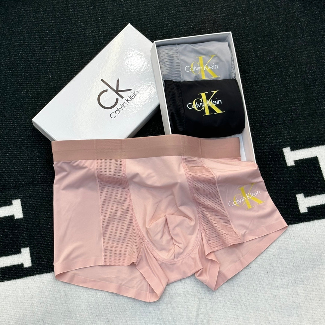 Calvin Klein Yellow Logo Details Men's Boxer Briefs - 3-Piece Box