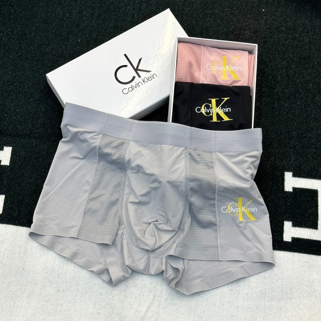 Calvin Klein Yellow Logo Details Men's Boxer Briefs - 3-Piece Box