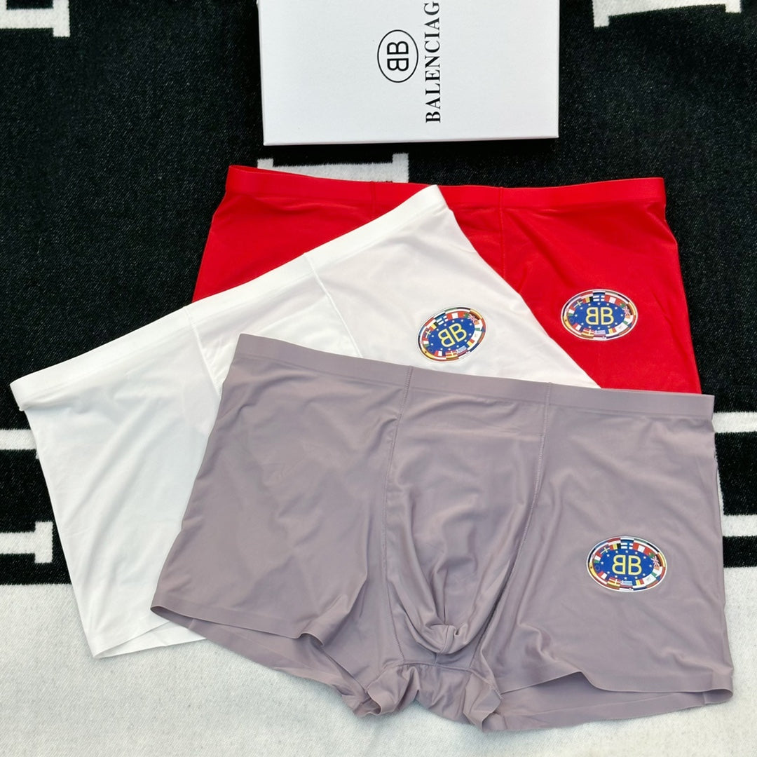 Balenciaga Circular Patch Details Men's Boxer Briefs - 3-Piece Box