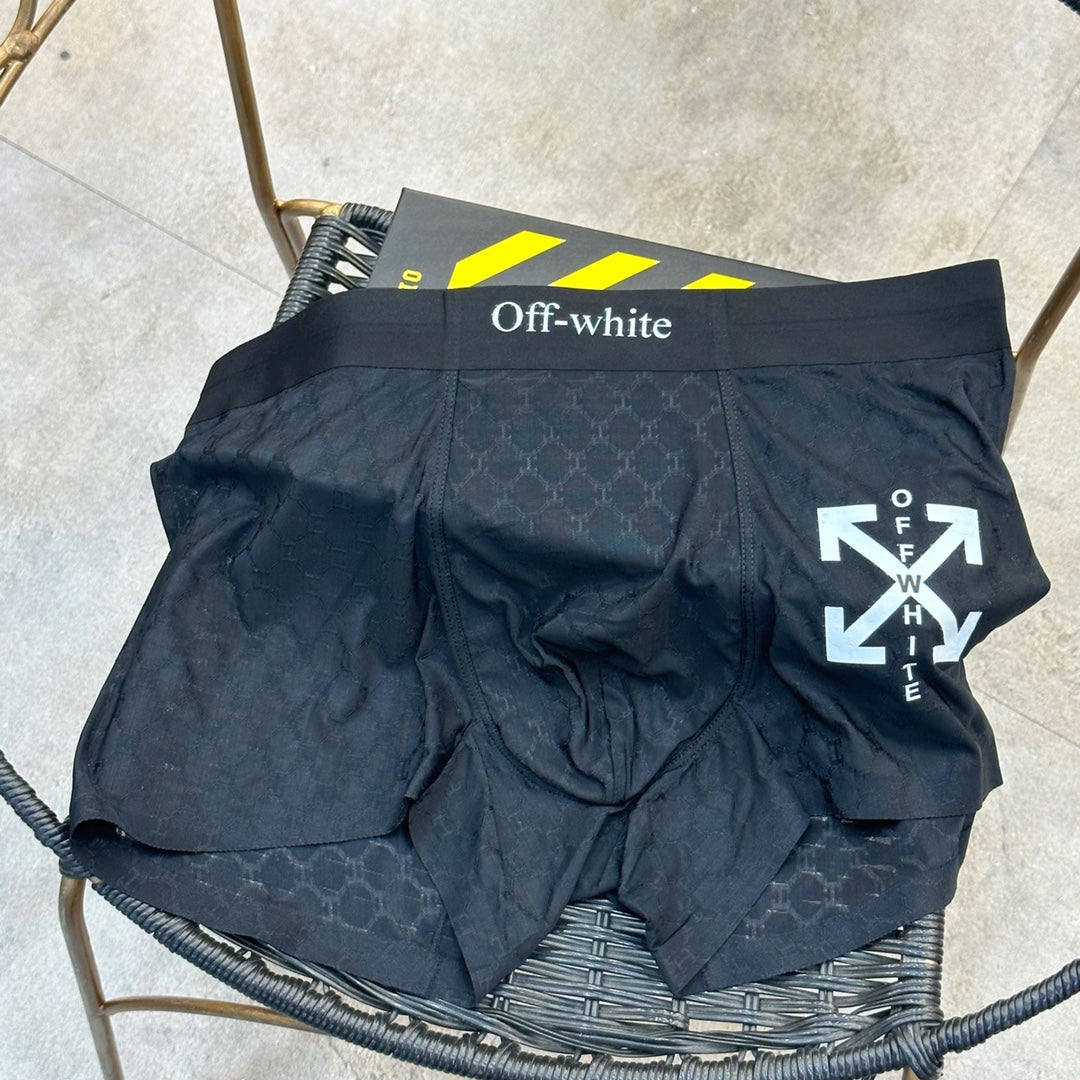 Off-White Nylon Blend Men's Boxer Briefs - 3-Piece Box