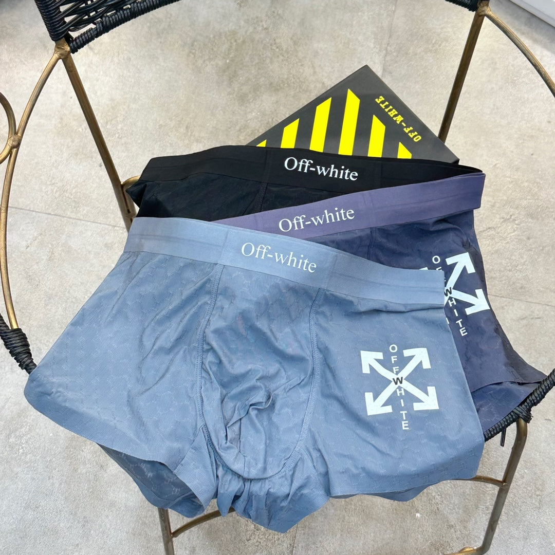 Off-White Nylon Blend Men's Boxer Briefs - 3-Piece Box