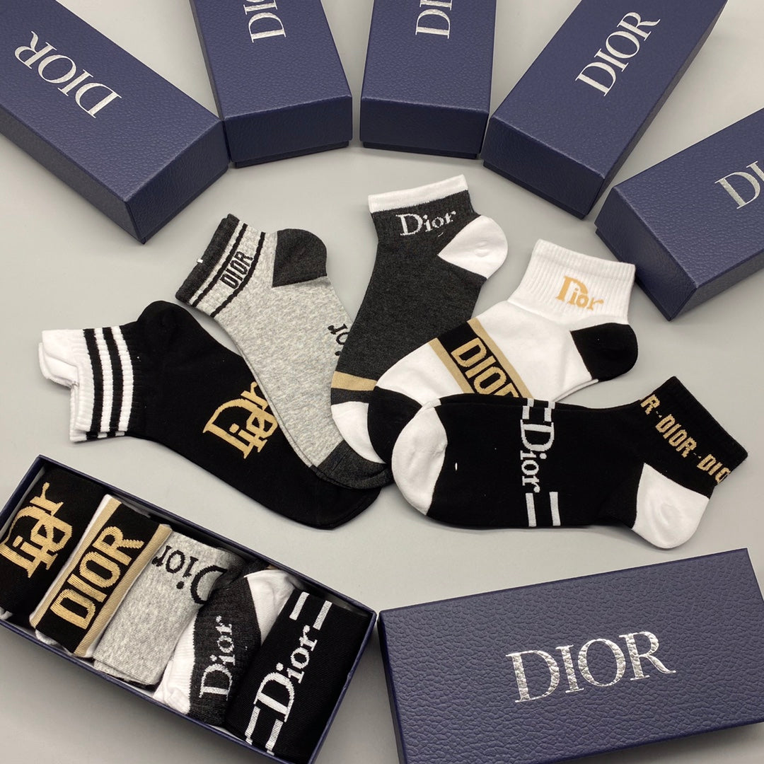 Dior Logo Ankle Socks - 5-Pair Box