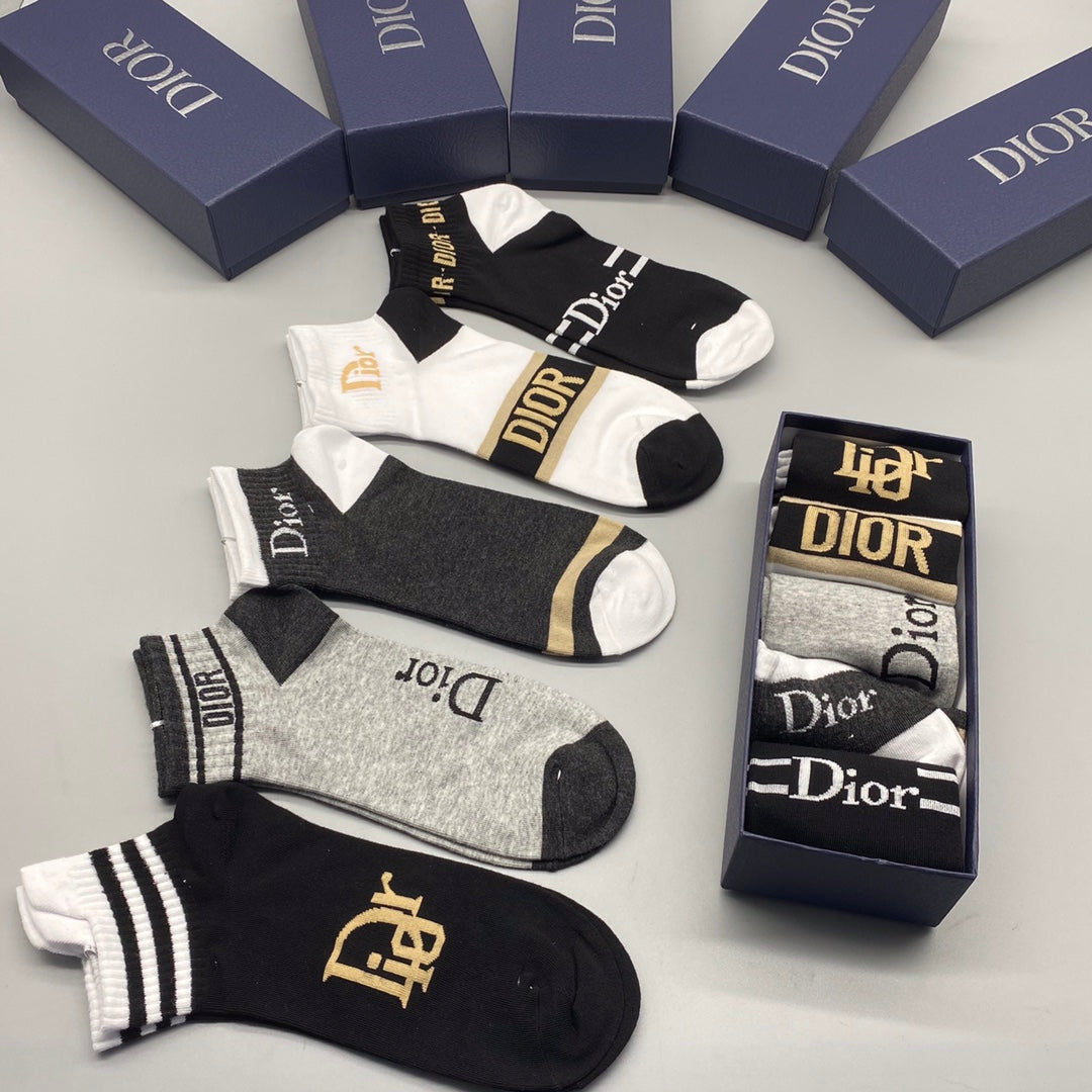 Dior Logo Ankle Socks - 5-Pair Box