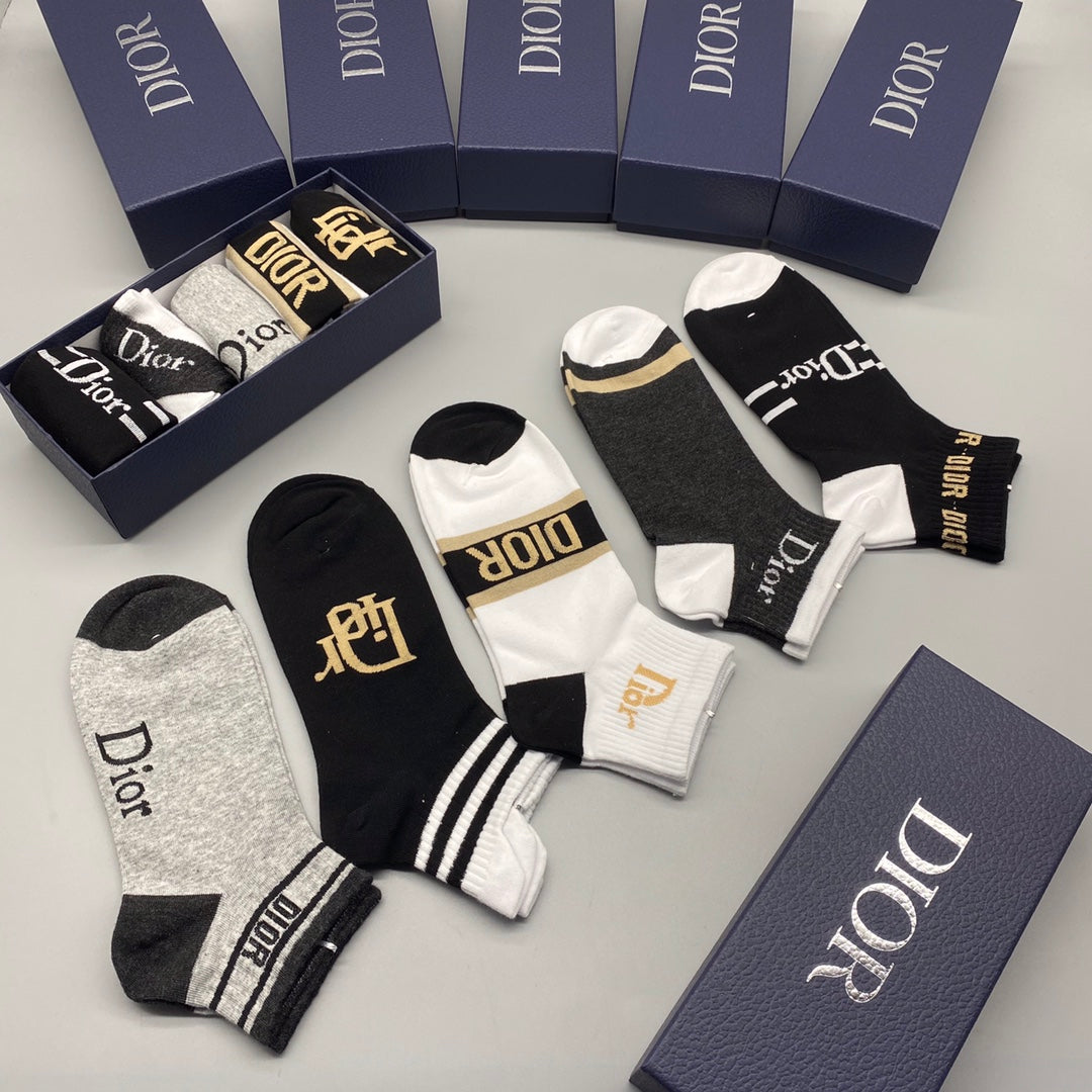Dior Logo Ankle Socks - 5-Pair Box