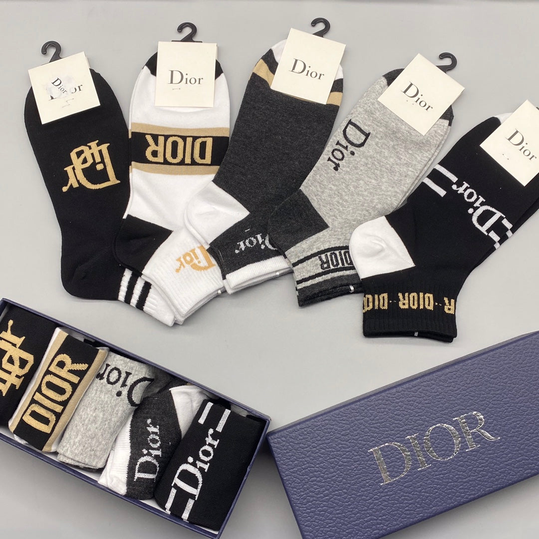 Dior Logo Ankle Socks - 5-Pair Box