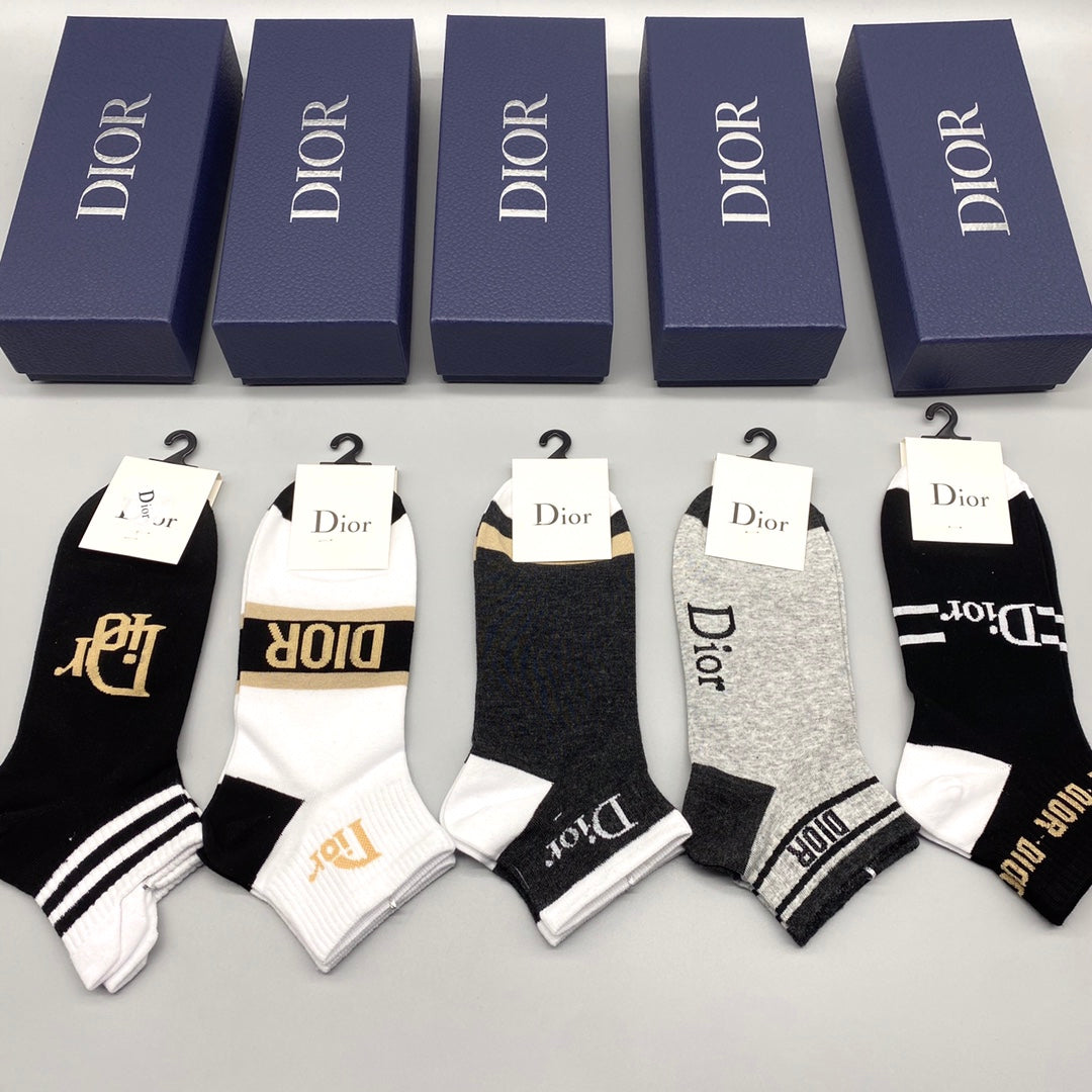 Dior Logo Ankle Socks - 5-Pair Box