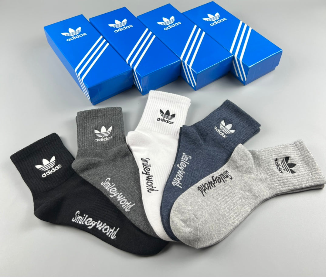 Adidas Cotton Crew Socks - 5-Pair Pack