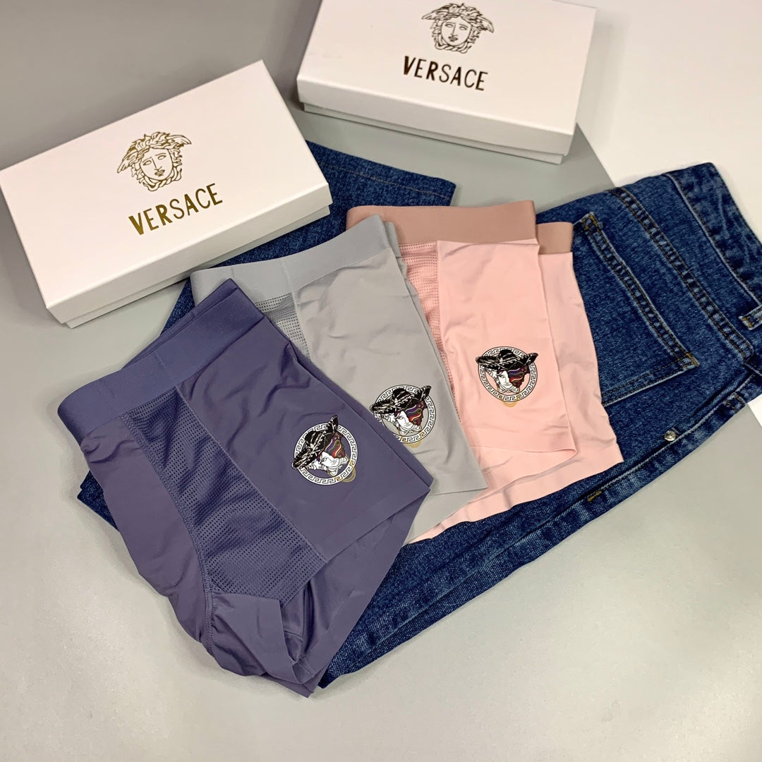 Versace Medallion Patch Details Men's Boxer Briefs - 3-Piece Box