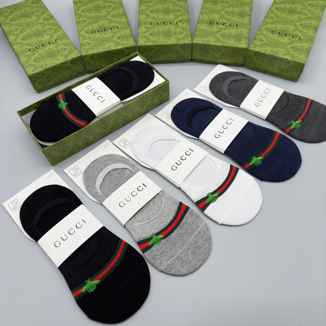 Gucci Visible Branded Cuff Or Emblem Details No-Show Socks - 5-Pair Set