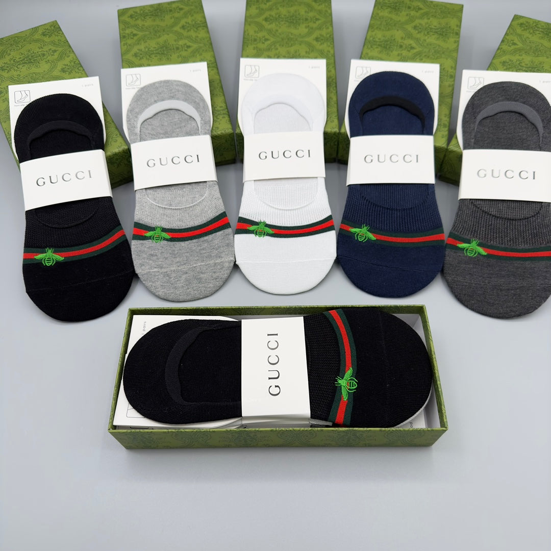 Gucci Visible Branded Cuff Or Emblem Details No-Show Socks - 5-Pair Set