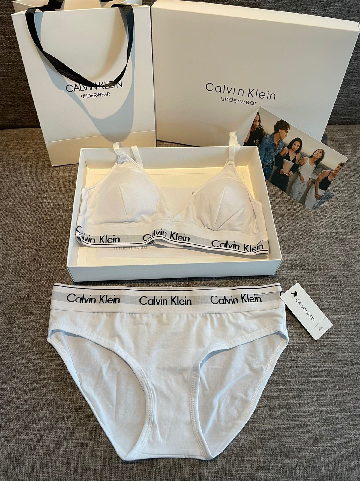 Calvin Klein White Triangle Bra and Brief Set Women's Bra & Brief Set - 2-Piece Set
