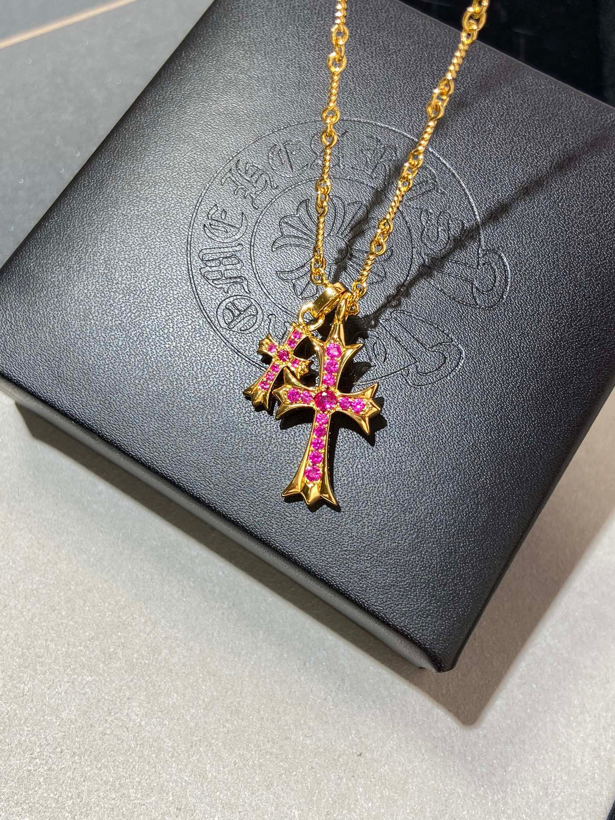 Martin Graham pendant necklace in polished metal-tone – styled product view