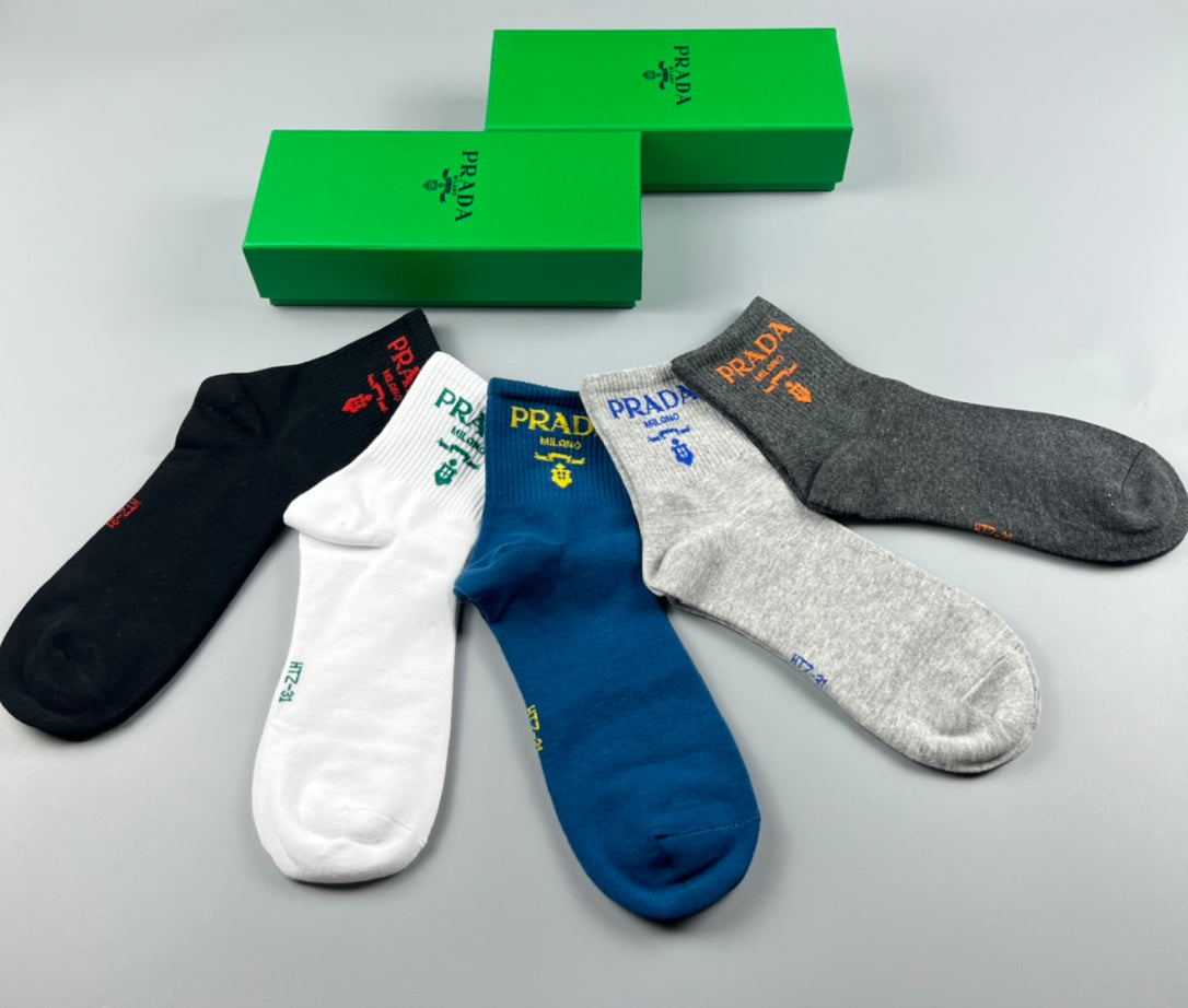 Prada Cotton Crew Socks - 5-Pair Pack
