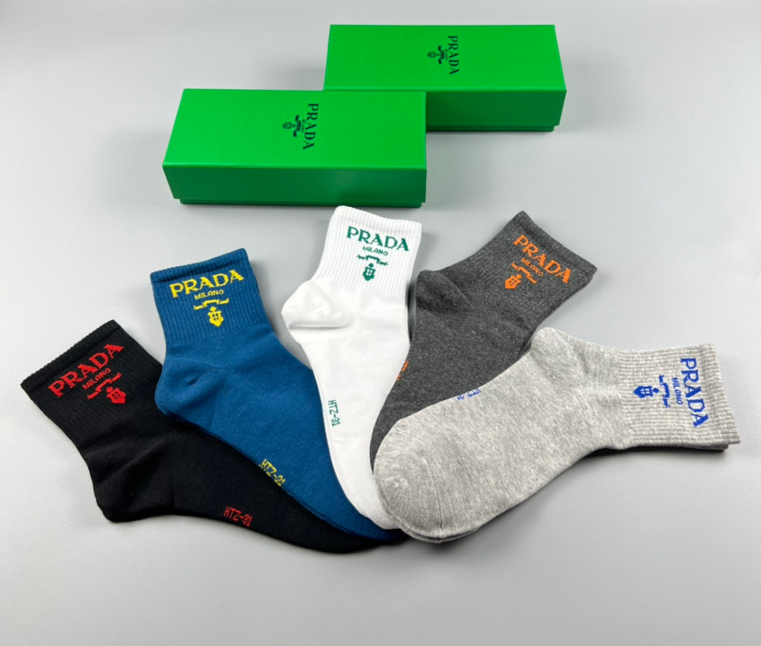 Prada Cotton Crew Socks - 5-Pair Pack