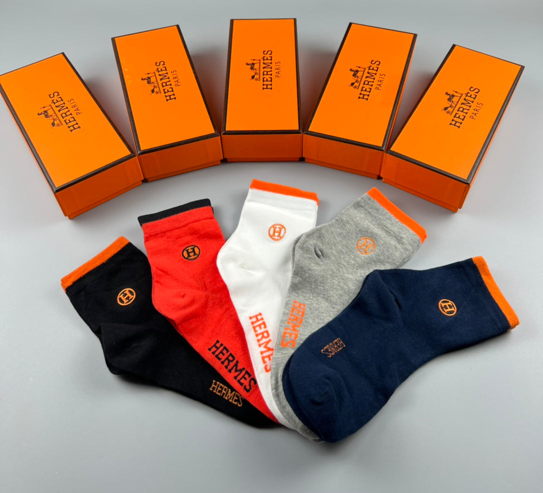 Hermes Cotton Short Socks - 5-Pair Pack