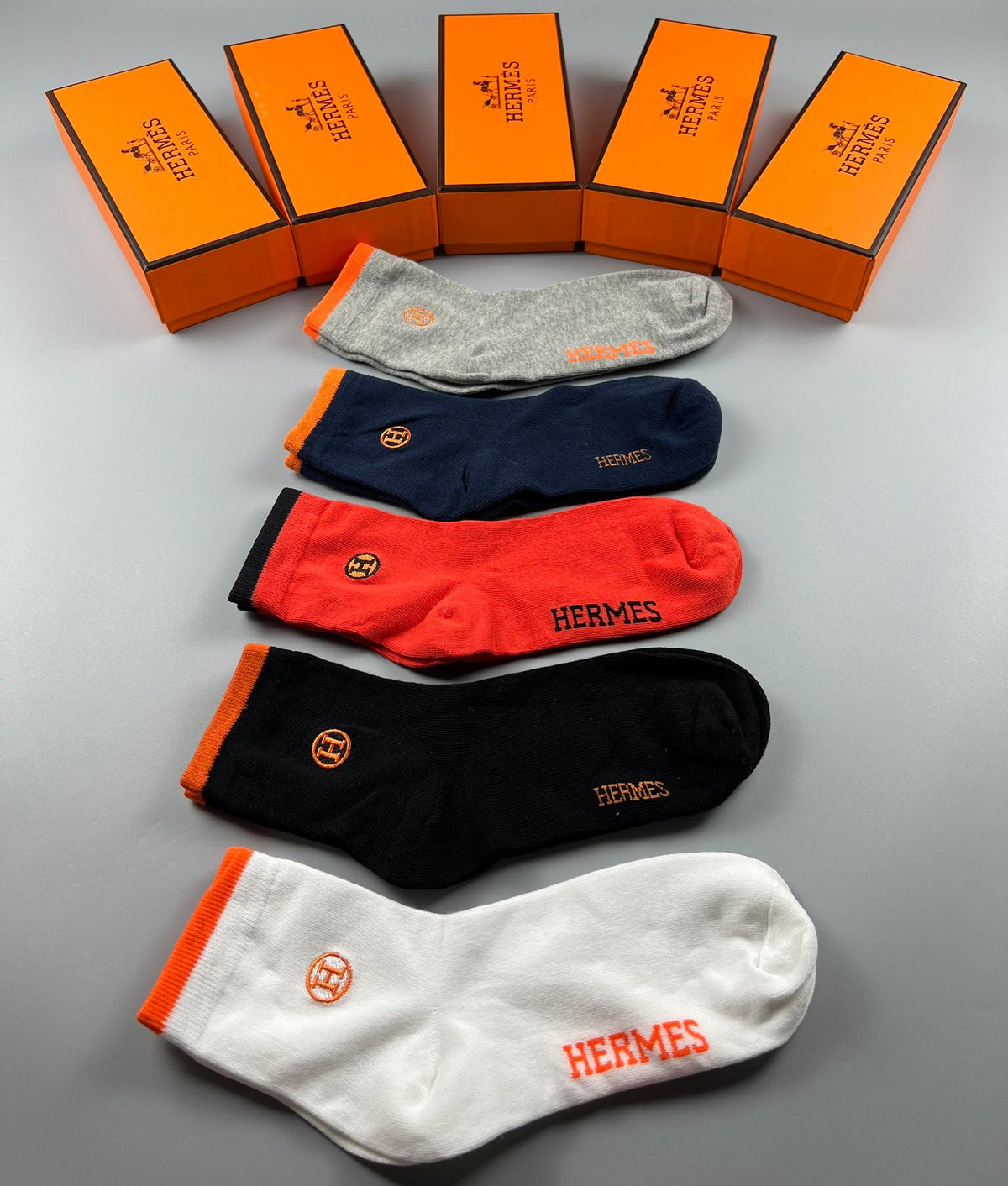 Hermes Cotton Crew Socks - 5-Pair Pack