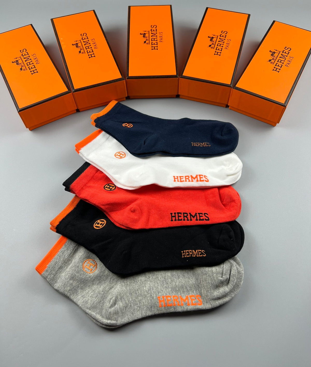 Hermes Cotton Crew Socks - 5-Pair Pack