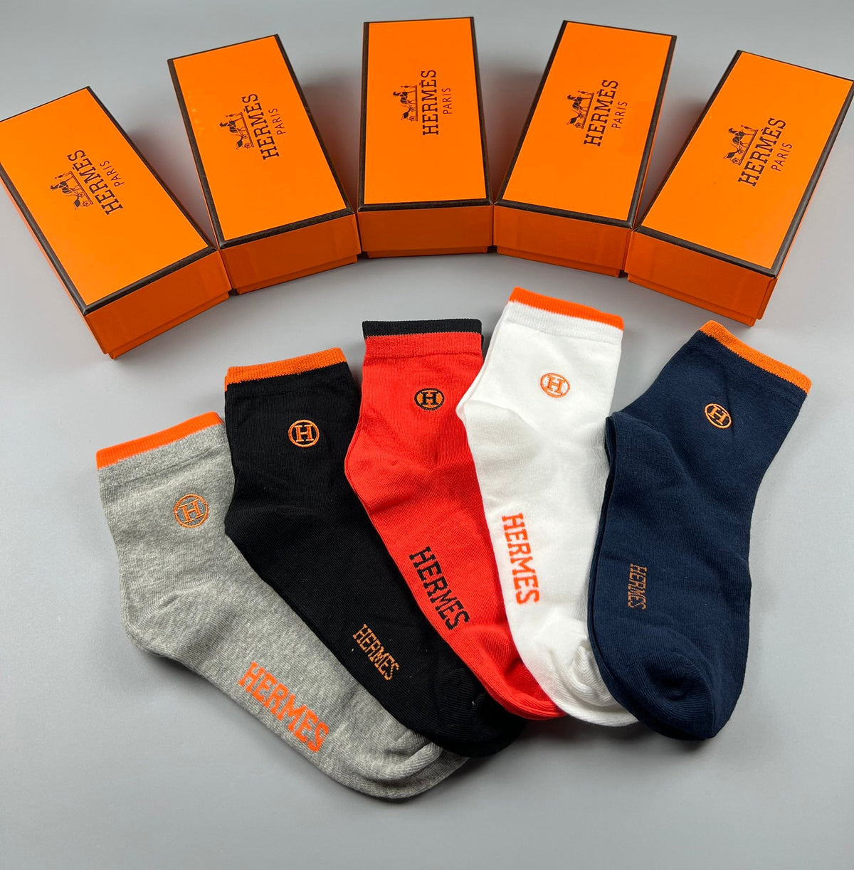 Hermes Cotton Socks - Box of 5 Pairs