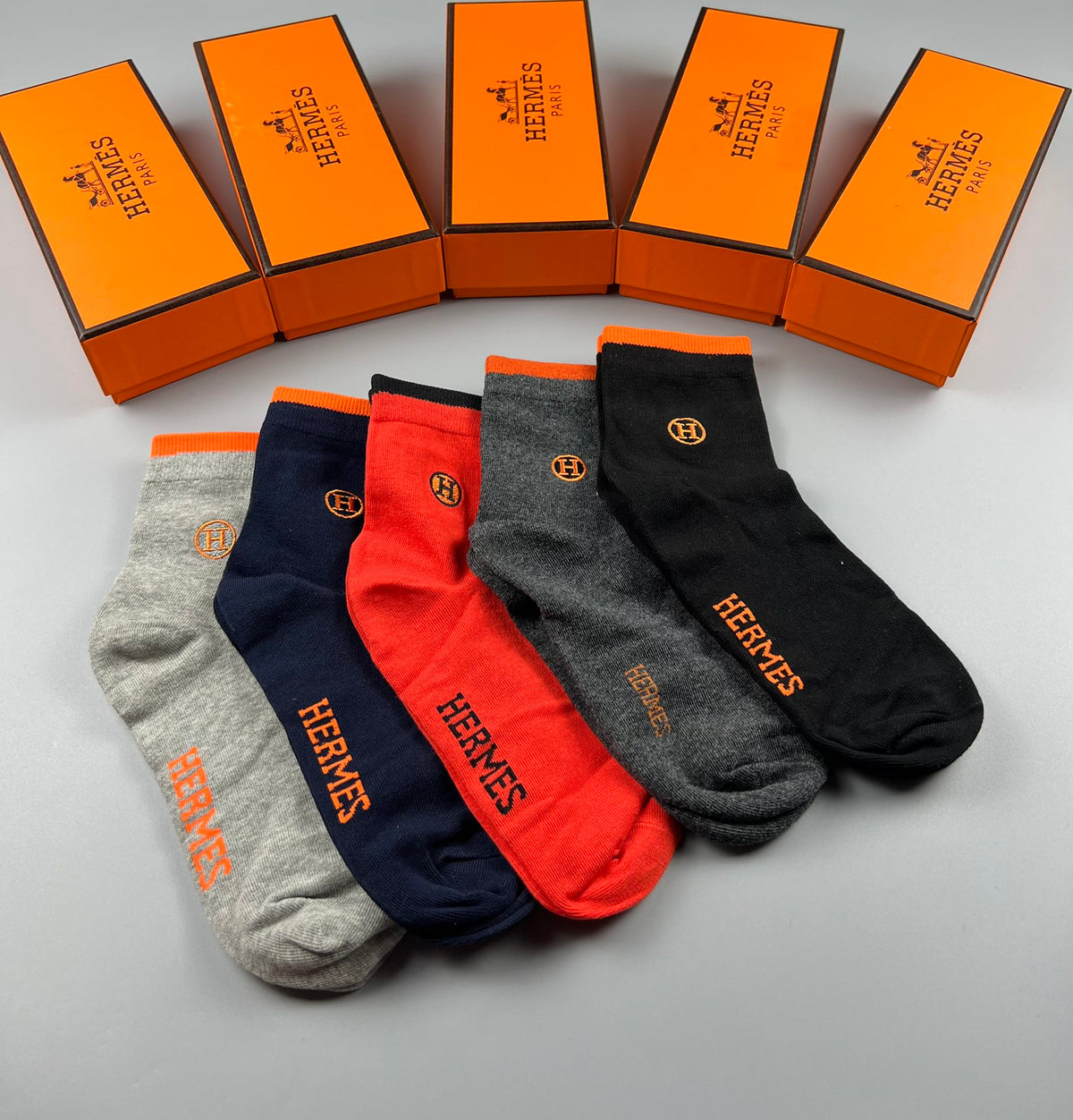 Hermes Colour Mix Crew Socks - 5-Pair Box