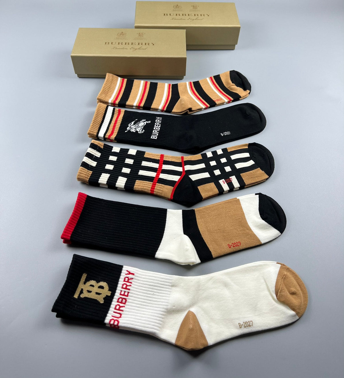 Burberry Cotton Crew Socks - 5-Pair Pack