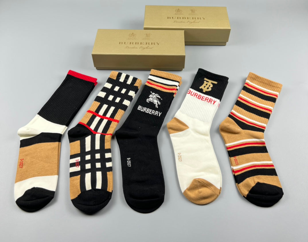 Burberry Cotton Crew Socks - 5-Pair Pack