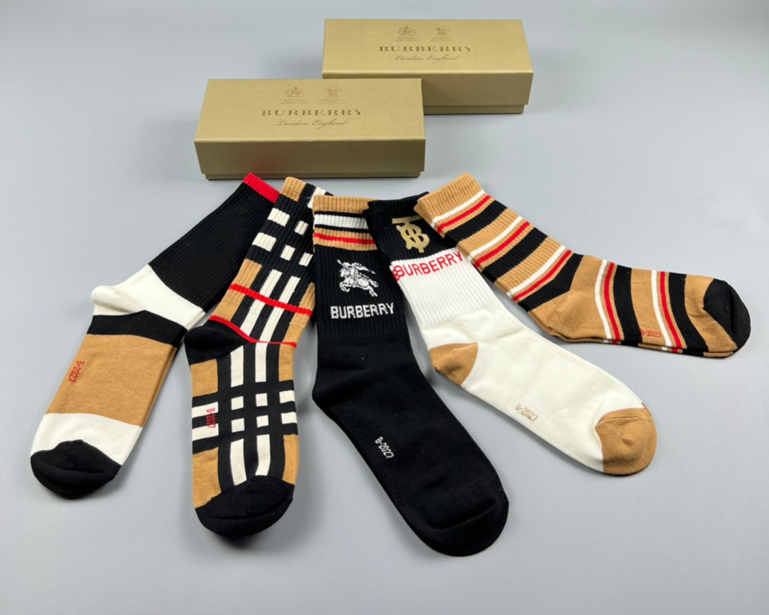 Burberry Cotton Crew Socks - 5-Pair Pack