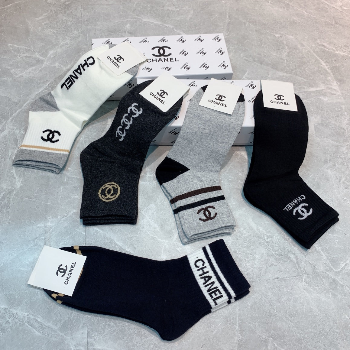 Chanel Cotton Crew Socks - 5-Pair Pack