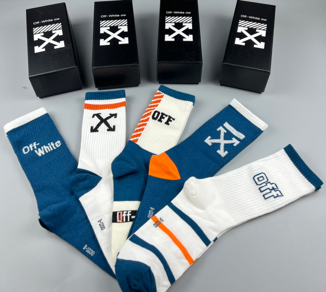 Off-White Cotton Crew Socks