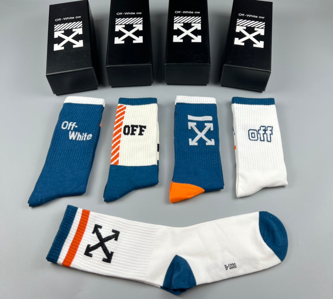 Off-White Cotton Crew Socks