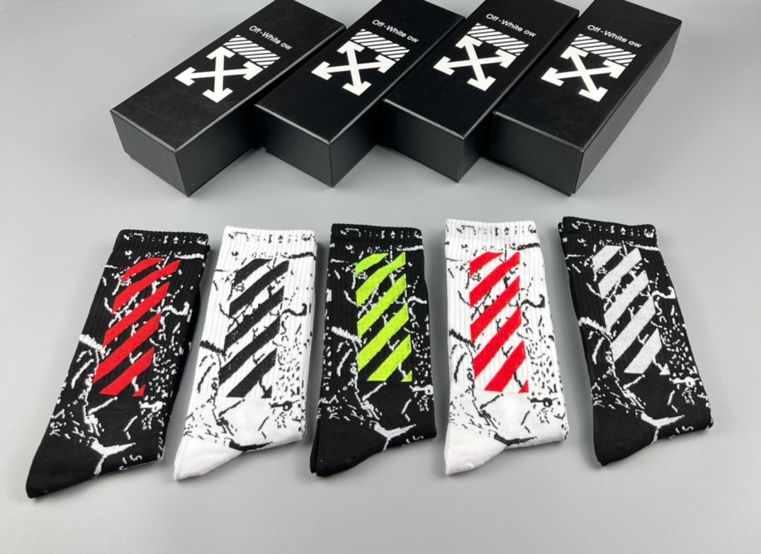 Off-White Cotton Crew Socks