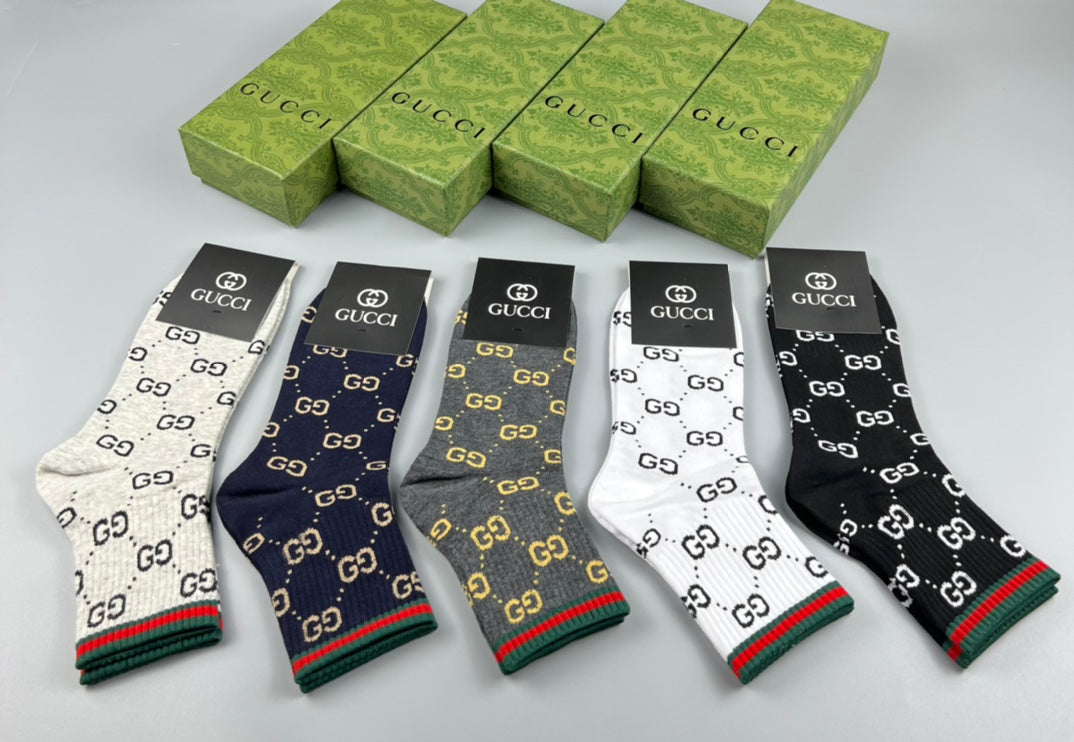 Gucci Cotton Crew Socks - 5-Pair Pack