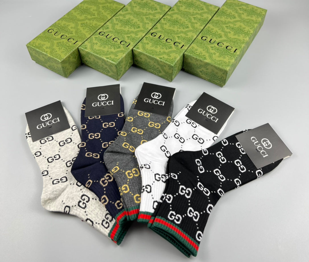 Gucci Cotton Crew Socks - 5-Pair Pack