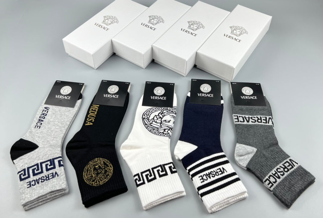 Versace Cotton Crew Socks - 5-Pair Pack
