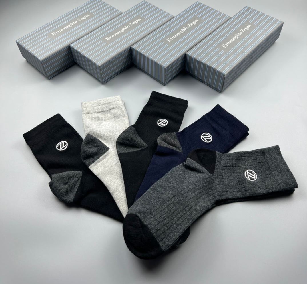 Zegna Cotton Crew Socks - 5-Pair Pack