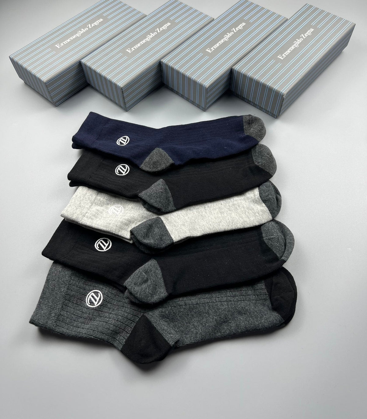 Zegna Cotton Crew Socks - 5-Pair Pack