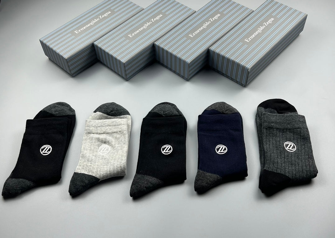 Zegna Cotton Crew Socks - 5-Pair Pack