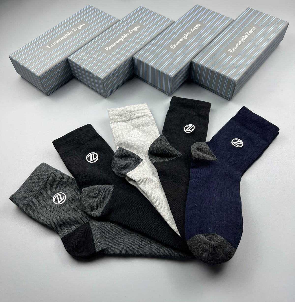 Zegna Cotton Crew Socks - 5-Pair Pack