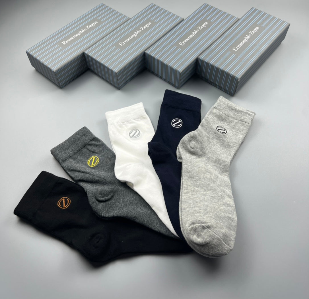 Zegna Cotton Crew Socks - 5-Pair Pack