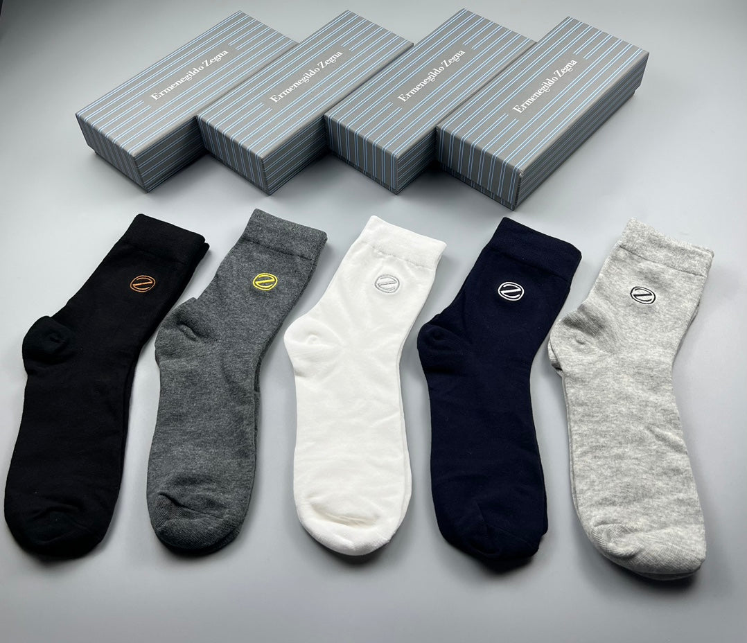 Zegna Cotton Crew Socks - 5-Pair Pack