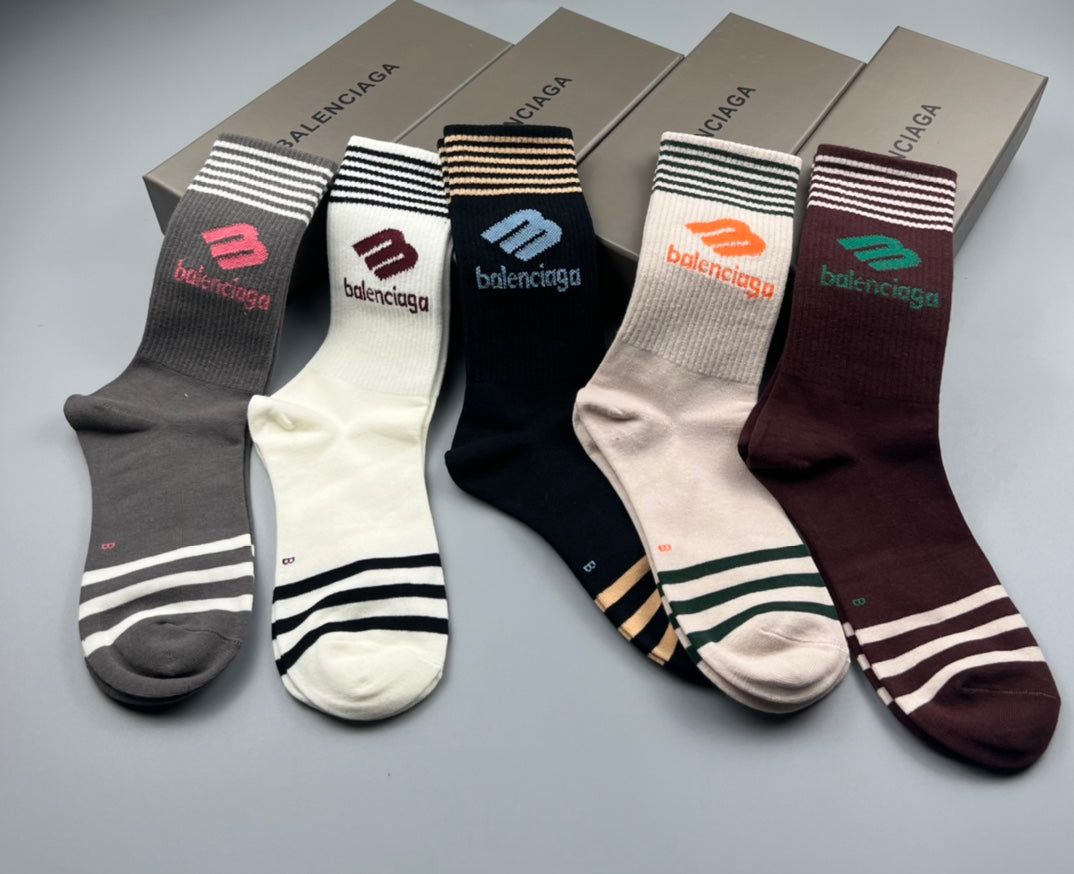 Balenciaga Striped Foot Crew Socks - Assorted Set