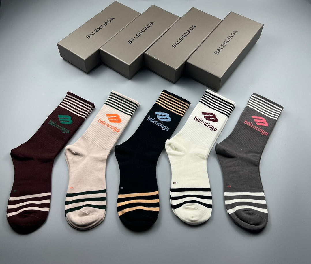 Balenciaga Striped Foot Crew Socks - Assorted Set