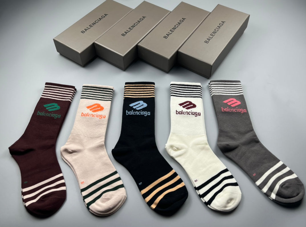 Balenciaga Striped Foot Crew Socks - Assorted Set