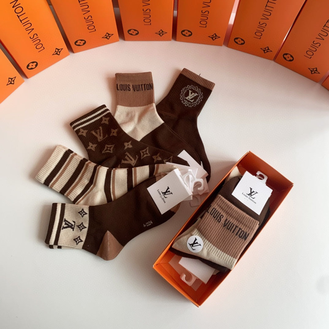 Unbranded Monogram Ankle Socks - 5-Pair Box