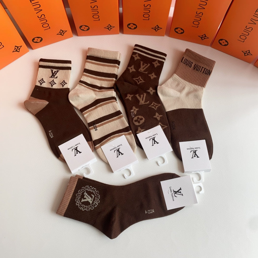 Unbranded Monogram Ankle Socks - 5-Pair Box