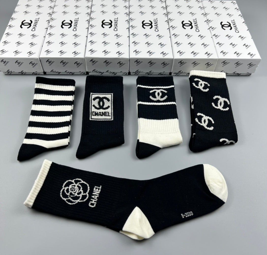 Chanel Cotton Short Socks - 5-Pair Pack